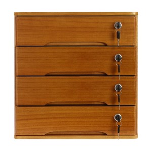 YIYIBYUS Wooden Desktop Storage Cabinet with 4 Lockable Drawers, Desk Organizer - 1 of 4