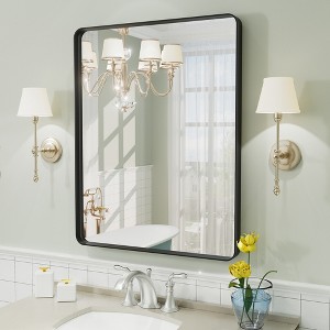 Apmir Rectangular Aluminum Alloy Framed and Tempered Glass Wall Bathroom Vanity Mirror in Matte Black/ Gold/ Silver/ Brown - 1 of 4