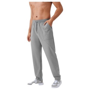 Anna-Kaci Active Men's Relaxed Fit Drawstring Pants with Patch Pockets and Elastic Waistband for Casual Wear - 1 of 4