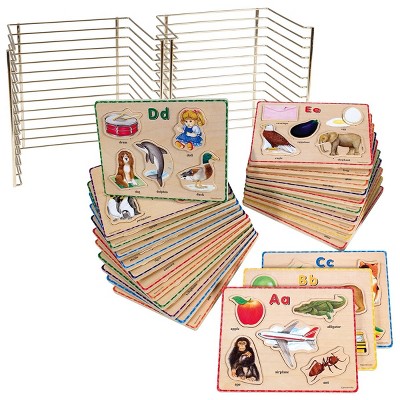 Puzzleworks ABC Puzzle Set with Wire Rack - 26 Total Puzzles