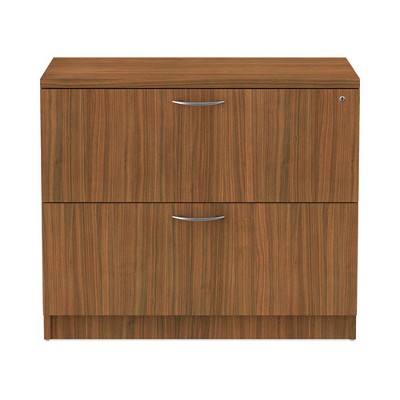 Modern Walnut 2-Drawer Lockable Lateral File Cabinet