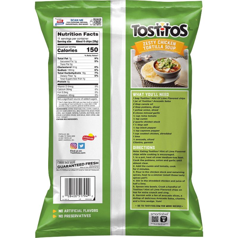 Tostitos Hint Of Lime Tortilla Chips - 11oz, 3 of 5