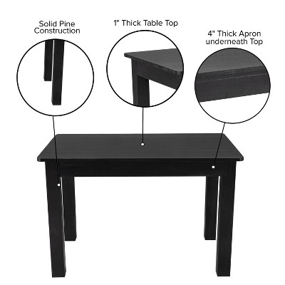 Black Rectangular Solid Pine Farmhouse Dining Table