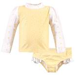Hudson Baby Infant Girl Swim Rashguard Set, Yellow Daisy