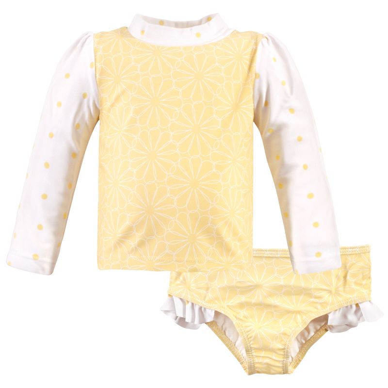 Hudson Baby Infant Girl Swim Rashguard Set, Yellow Daisy, 1 of 6