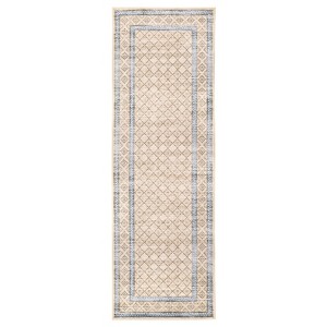 Washable Modern Geometric Living Room Rugs, Bordered Soft Non Slip Dining Room Bedroom Carpet, Low Pile Floor Cover for Home Office - 1 of 4