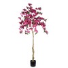 Zeus & Ruta 6FT Artificial Bougainvillea Tree with Black Plastic Pot - Realistic Flowering Faux Plant, 1pc/Set - 2 of 4