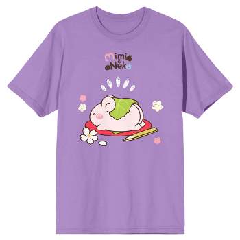 Mimi & Neko Sleeping Nezu Crew Neck Short Sleeve Lavender Rose Men's T-shirt