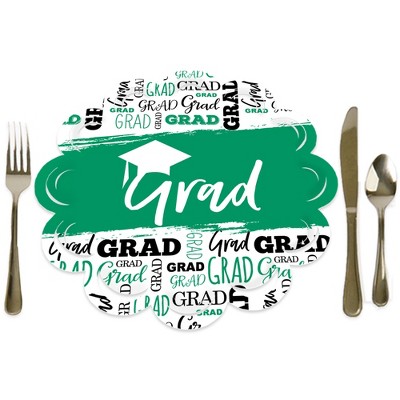 Big Dot of Happiness Green Grad - Best is Yet to Come - Green Graduation Party Round Table Decorations - Paper Chargers - Place Setting For 12