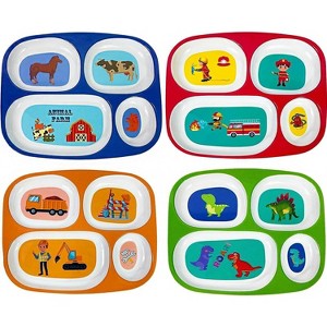 Fun, trendy dinner plates for toddlers aged 1-3. Perfect for picky eaters! Durable, portioned kids' plates ideal for toddlers and baby mealtime. - 1 of 4