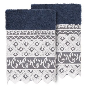Linum Home Textiles 100% Turkish Cotton AIDEN Embellished Towel Set - 1 of 2