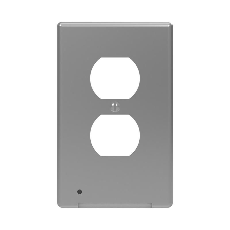 Westek LumiCover Satin Nickel Gray 1 gang Plastic Duplex Nightlight Wall Plate 1 pk, 1 of 2
