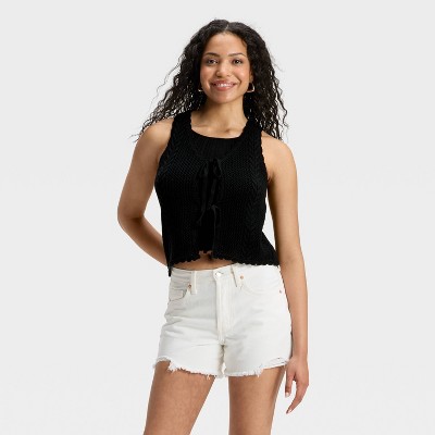 Women's Openwork Tie-Front Sweater Vest - Universal Thread™