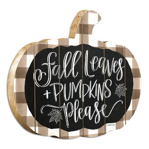 Fall Leaves and Pumpkins Please By Artisan Imperfect Dust Printed on Wooden Pumpkin Wall Art - 1 of 1