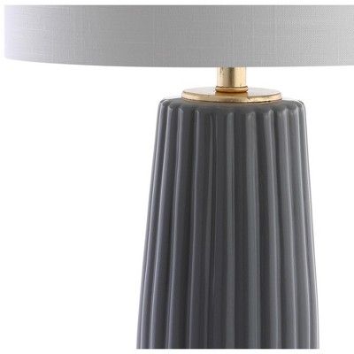 Roman 28.5" White Ceramic LED Table Lamp with Linen Shade