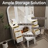 KTMBDW Makeup Vanity Desk with Triple Mirror, Dressing Table Set with Stool and 6 Drawers, Full Length Mirror for Bedroom Dressing Room, White - 4 of 4