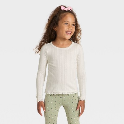 Toddler Girls' Long Sleeve Pointelle Shirt - Cat & Jack™