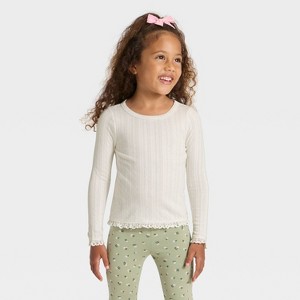 Toddler Girls' Long Sleeve Pointelle Shirt - Cat & Jack™ - 1 of 3