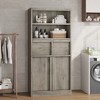 Tall Bathroom Cabinet, Floor Storage Cabinet with Doors & 2 Drawers, 51" H Tall Bathroom Organizer Cabinet Freestanding for Bathroom, Living Room - 4 of 4