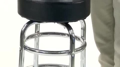 Black and Chrome Swivel Bar Stool with Footrest