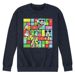 Men's - Disney - Mickey Minnie Goofy Donald Christmas Grid Graphic Fleece Sweatshirt - 1 of 4