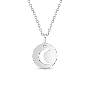 Girls' Round Moon Cutout Sterling Silver Necklace - In Season Jewelry - 1 of 3