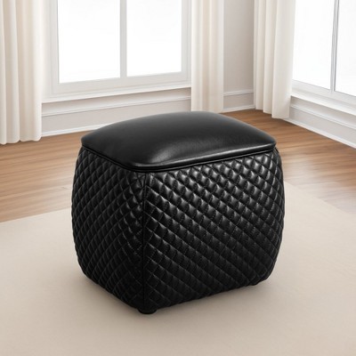 DOMETOUR Cat-Scratch Leather Square Low Stool for Living Room