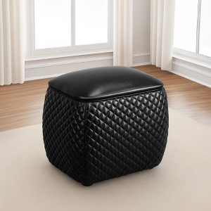 DOMETOUR Cat-Scratch Leather Square Low Stool for Living Room - 1 of 4