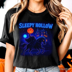 Sleepy Hollow Headless Horseman T-Shirt, Neon Retro Halloween Tee for Spooky Season| OrnamentallyYou - 1 of 4