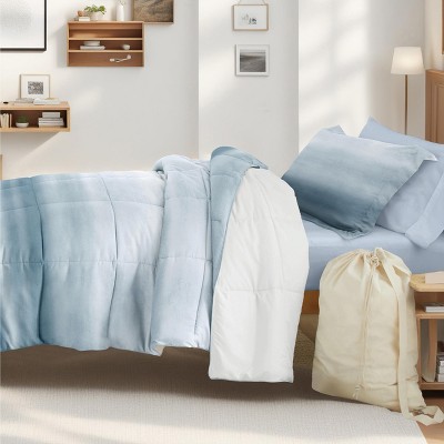 8PC Campus Ready Dorm TwinXL Bedding Bundle, Patterned Comforter Set, Solid Sheet Set, Pillows and Laundry Bag - Becky Cameron