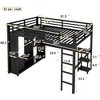 Queen Size Loft Bed with Built-in Wardrobe, Desk and Storage Shelves - 3 of 4
