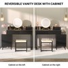 Besiost Vanity Desk with Soft Stool and LED Mirror ,Makeup Table with Wood Drawers - 4 of 4