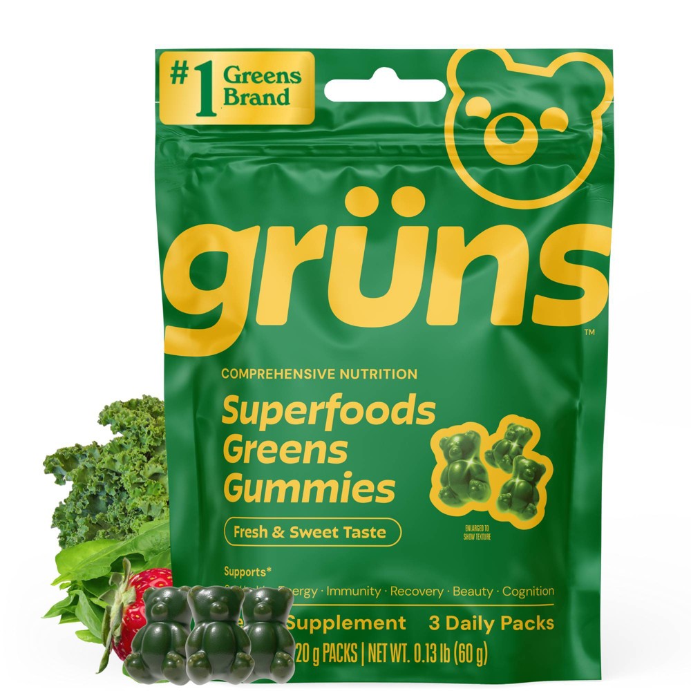 Grüns Adult Low Sugar Greens and Superfood Supplements Gummies - 24ct/3 servings