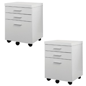 Monarch 3 Drawer Rolling Portable Filing Cabinet, White (2 Pack) - 1 of 4