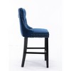 Velvet Upholstered Button-Tufted Bar Stools with Wooden Legs and Nailhead Trim, Set of 2 for Dining Room, Kitchen Island - 4 of 4