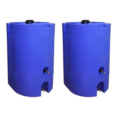 WaterPrepared 160 Gallon Unique Stackable Utility Water Tank with Large Cap for Easy Filling & 2 Spigots, Fits Through Standard Doorway, Blue (2 Pack)