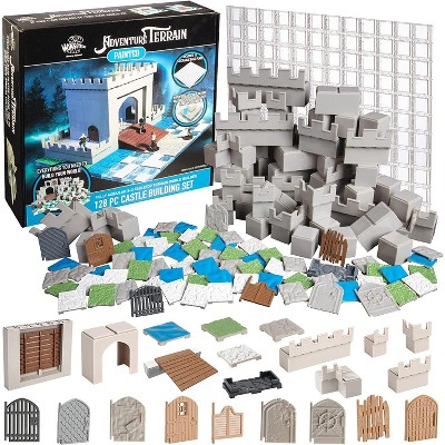 Monster Adventure Terrain- 128pc Painted Castle Expansion Set with Baseplate- 3-D Tabletop World Builder Compatible w All RPG Game - Great Gift Idea