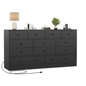 12 Drawer Dresser for Bedroom with Power Outlet, 61 Inch Wooden Storage Cabinet - 1 of 4