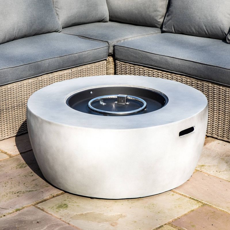 Modern 36&#34; Outdoor Bowl Round Propane Gas Fire Pit with Concrete Base - Teamson Home, 3 of 9