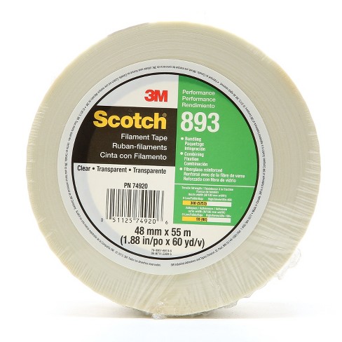 Length 1 Width Scotch T915893 Clear #893 Strapping Tape 60 yd Pack of 36 