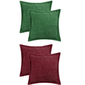 Unique Bargains 4 Pcs Solid Wide Bordered Corduroy Striped Throw Pillow Covers for Home Decorations - 1 of 4