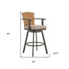HomeRoots 44" Brown Metal Swivel Outdoor Bar Height chair with Footrest - 3 of 4