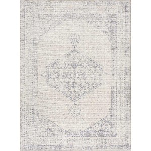 Hauteloom Mortye Cream & Blue Medallion Area Rug - 1 of 4