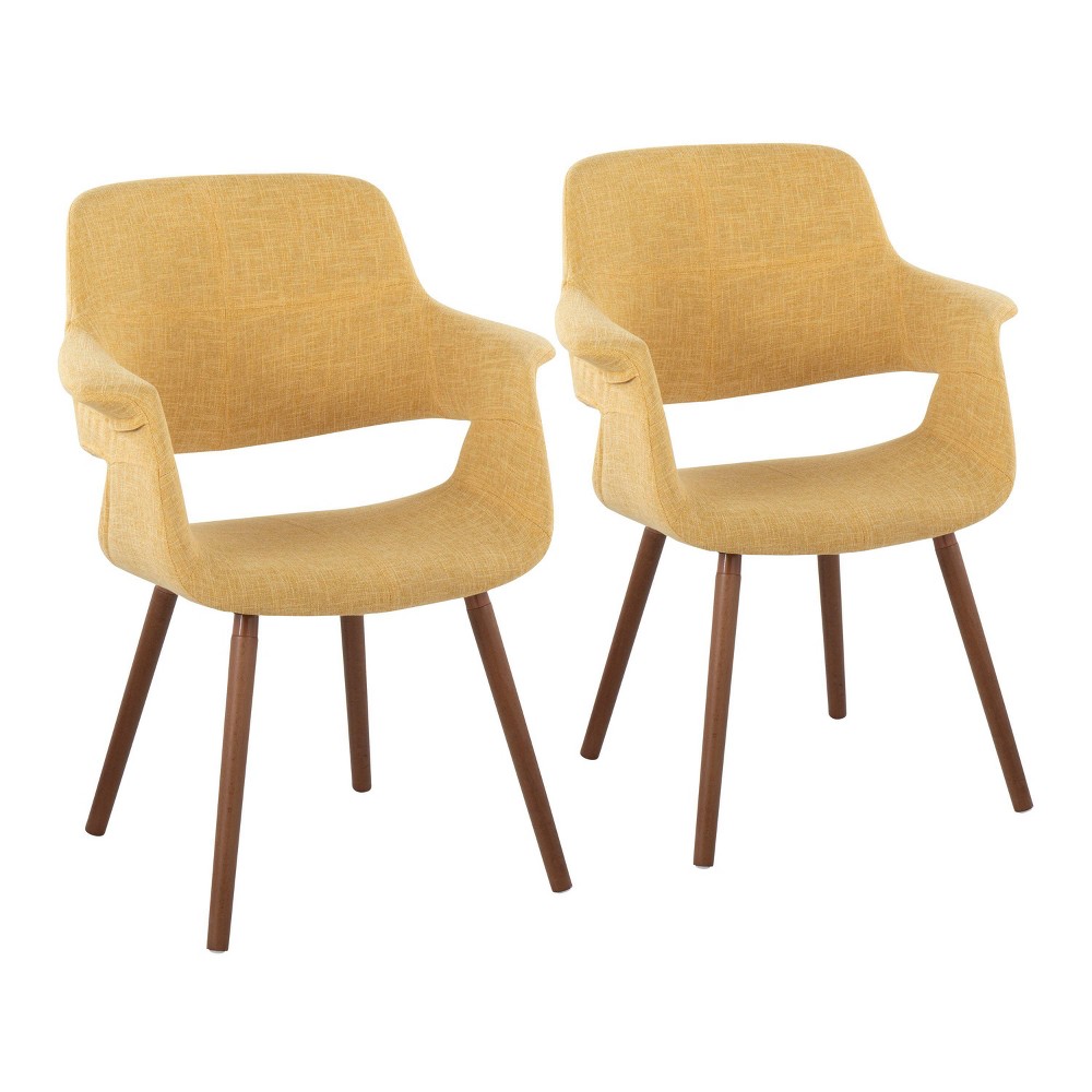 Photos - Sofa Set of 2 Vintage Flair Dining Chairs Walnut/Yellow - LumiSource