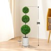 Hykolity Artificial Triple Ball Topiary Tree, 3FT 4FT with Classical White Planter, Faux Shrubs Plant Realistic, Indoor Outdoor Home Decor, 2-Pack - 4 of 4