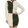 Slickblue Modern Rib Color Block Set – Mock Neck Long Sleeve & High-Waist Mini Skirt in Beige/Olive, Perfect for Events - 2 of 4