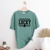 Simply Sage Market Checkered Lucky Shamrock Garment Dyed Tee - 3 of 4