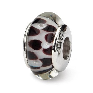 Black Bow Jewelry Brown Floral Glass Sterling Silver Bead Charm - 1 of 3