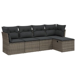 vidaXL 6 Piece Patio Sofa Set with Cushions Poly Rattan - 1 of 4