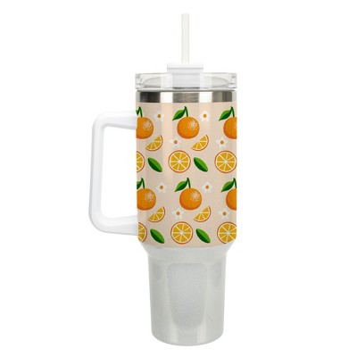 100 North Orange Citrus Slices Summer Fruit 40 oz. Stainless Steel, Large Water Bottle Coffee Mug, Spill & Leak Resistant, Thermal Travel Tumbler with